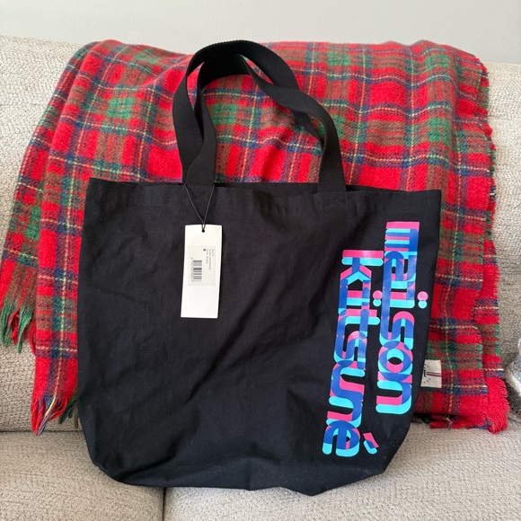 MAISON KITSUNE Handbags - NWT Maison Kitsuné Black Canvas Logo Tote Bag